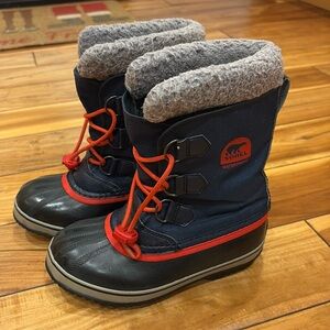 Sorel Kids Navy and Red Waterproof Winter Boots